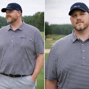 RLX Ralph Lauren 3XL Golf Polo Navy White Striped Performance Shirt NWT